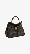Load image into Gallery viewer, JW PEI Lucia Classic Top Handle Woven Bag - Dark Brown