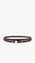 Load image into Gallery viewer, Tommy Hilfiger Mens Brown Leather Double Wrap Bracelet