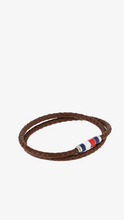 Load image into Gallery viewer, Tommy Hilfiger Mens Brown Leather Double Wrap Bracelet