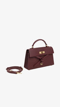 Load image into Gallery viewer, CHARLES &amp; KEITH Tricha Knotted-Belt Top Handle Bag - Wineberry Red
