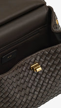 Load image into Gallery viewer, JW PEI Lucia Classic Top Handle Woven Bag - Dark Brown
