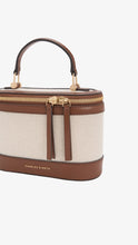 Load image into Gallery viewer, CHARLES &amp; KEITH Enola Canvas Top Handle Vanity Bag - Chocolate
