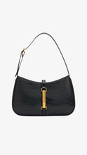 Load image into Gallery viewer, CHARLES &amp; KEITH Cesia Croc-Effect Metallic-Accent Shoulder Bag - Black
