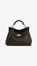 Load image into Gallery viewer, JW PEI Lucia Classic Top Handle Woven Bag - Dark Brown
