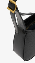 Load image into Gallery viewer, CHARLES &amp; KEITH Cesia Croc-Effect Metallic-Accent Shoulder Bag - Black
